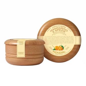 sapone-barba-mandarino-e-spezie-vasetto-legno-mondial-1908.jpg Jabón de Afeitar Mondial en Bol de Madera Mandarina y Especias 140ml