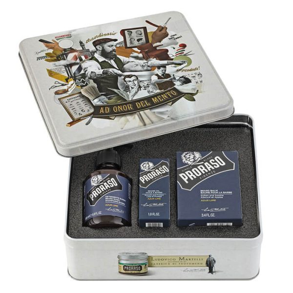 set-barba-azur-lime-proraso.jpg Proraso set kit barba Azur Lime en caja metálica colección