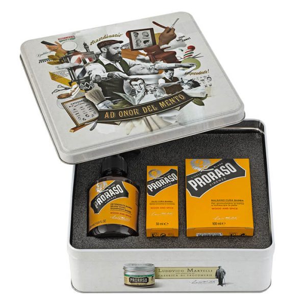Proraso set kit barba Madera y Especias en caja metálica colección